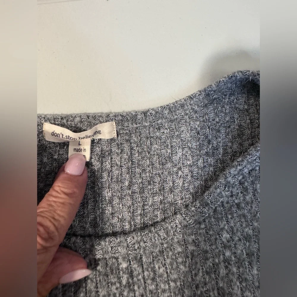don’t.stop.believing Grey Sweater with Buttons, Size L